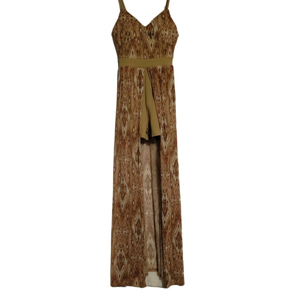 No Boundaries Boho Chic Maxi Romper Dress with Intricate Ikat Print Juniors XS 1